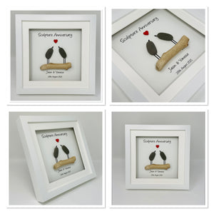 27th Sculpture 27 Years Wedding Anniversary Frame - Pebble Birds