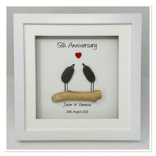 Load image into Gallery viewer, 12th Silk 12 Years Wedding Anniversary Frame - Pebble Birds
