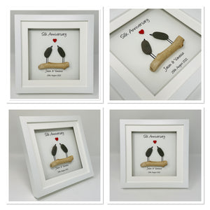 12th Silk 12 Years Wedding Anniversary Frame - Pebble Birds