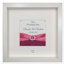 Load image into Gallery viewer, Wedding Day Ribbon Frame - Fuchsia Pink Glitter
