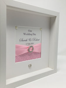 Wedding Day Ribbon Frame - Pale Pink Pebble