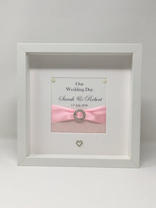 Wedding Day Ribbon Frame - Pale Pink Glitter