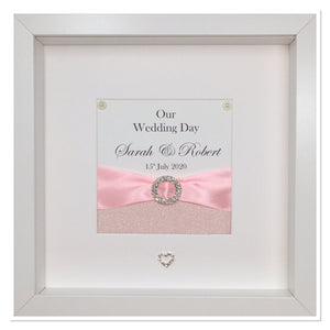 Wedding Day Ribbon Frame - Pale Pink Glitter