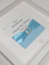 Load image into Gallery viewer, Wedding Day Ribbon Frame - Pale Blue Glitter
