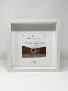 Wedding Day Ribbon Frame - Chocolate Pebble