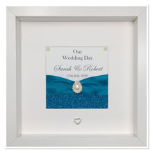 Load image into Gallery viewer, Wedding Day Ribbon Frame - Teal Glitter
