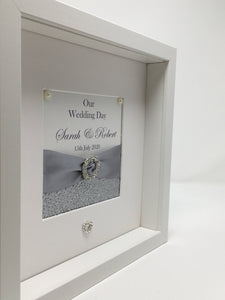 Wedding Day Ribbon Frame - Silver Pebble