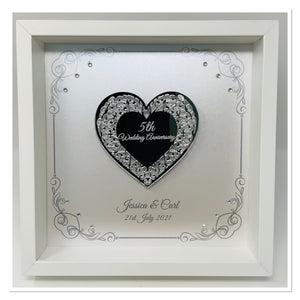 5th 5 Years Wood Wedding Anniversary Frame - Intricate Mirror Heart