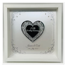 Load image into Gallery viewer, 20th 20 Years China Wedding Anniversary Frame - Intricate Mirror Heart
