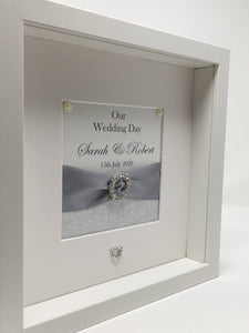 Wedding Day Ribbon Frame - Silver Glitter