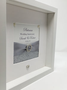 70th Platinum 70 Years Wedding Anniversary Ribbon Frame - Pebble