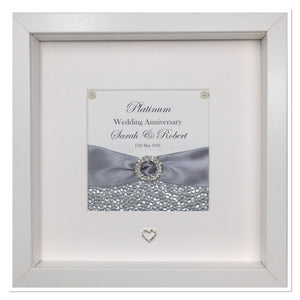 70th Platinum 70 Years Wedding Anniversary Ribbon Frame - Pebble