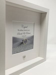 15th Crystal 15 Years Wedding Anniversary Ribbon Frame - Pebble