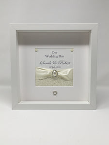 Wedding Day Ribbon Frame - Ivory Pebble
