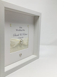 Wedding Day Ribbon Frame - Ivory Pebble