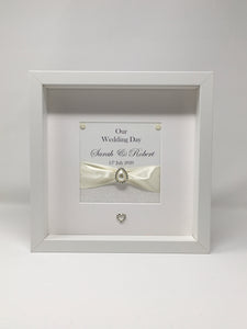 Wedding Day Ribbon Frame - Ivory Glitter
