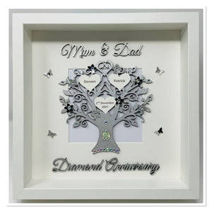 60th Diamond 60 Years Wedding Anniversary Frame - Mum & Dad Metallic