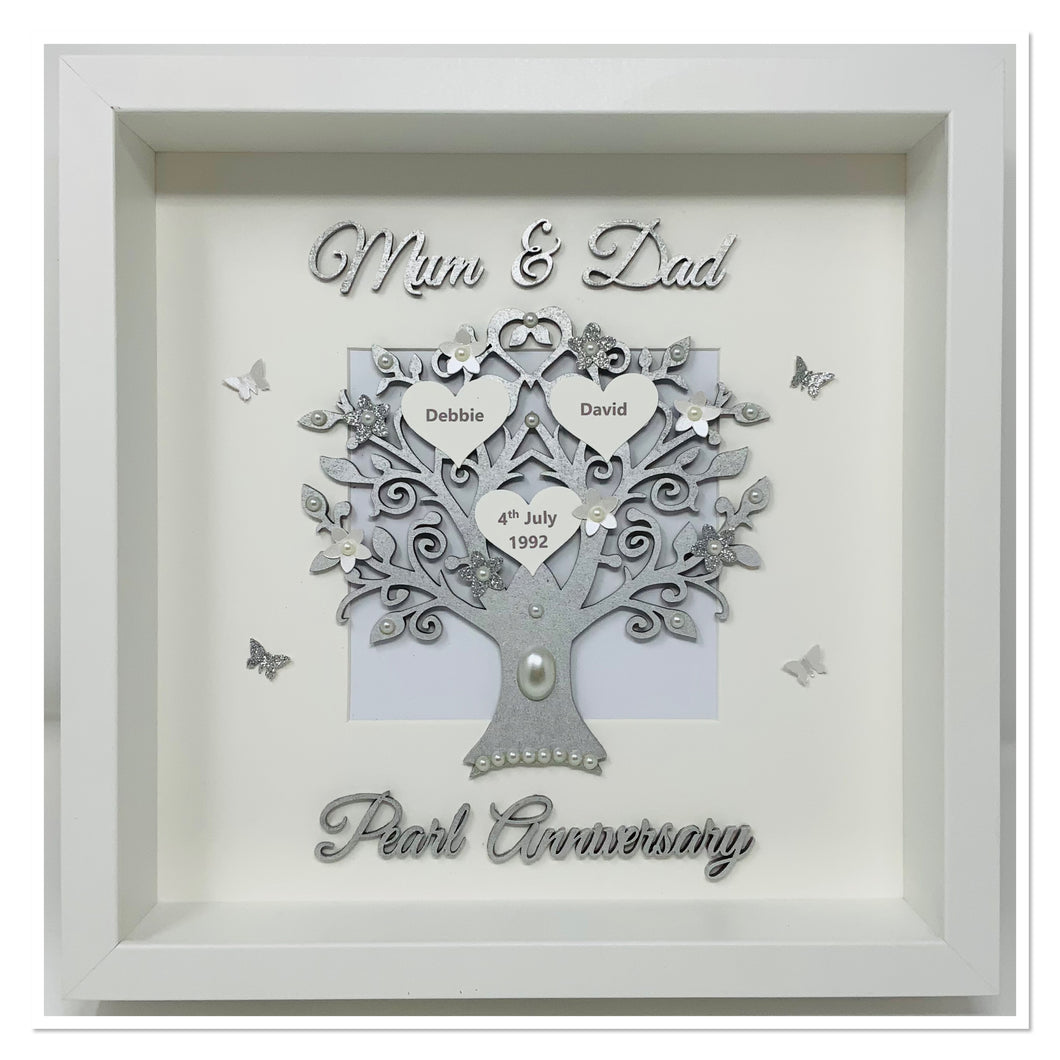 30th Pearl 30 Years Wedding Anniversary Frame - Mum & Dad Metallic