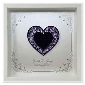 33rd Amethyst 33 Years Wedding Anniversary Frame - Intricate Mirror Heart