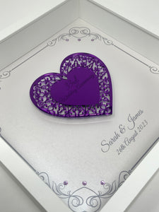 33rd Amethyst 33 Years Wedding Anniversary Frame - Intricate Mirror Heart
