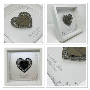 8th Bronze 8 Years Wedding Anniversary Frame - Intricate Mirror Heart