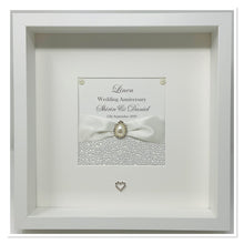 Load image into Gallery viewer, 4th Linen 4 Years Wedding Anniversary Ribbon Frame - Pebble
