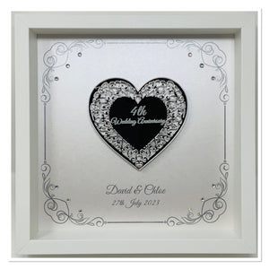 4th 4 Year Linen Wedding Anniversary Frame - Intricate Mirror Heart