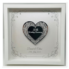 Load image into Gallery viewer, 30th Pearl 30 Years Wedding Anniversary Frame - Intricate Mirror Heart
