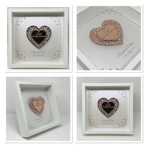 22nd Copper 22 Years Wedding Anniversary Frame - Intricate Mirror Heart