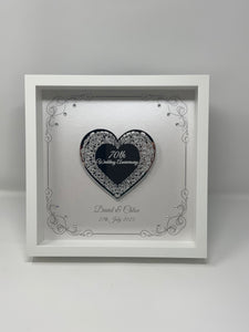 70th Platinum 70 Years Wedding Anniversary Frame - Intricate Mirror Heart