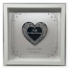Load image into Gallery viewer, 70th Platinum 70 Years Wedding Anniversary Frame - Intricate Mirror Heart
