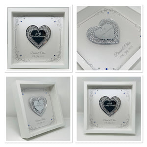 65th Blue Sapphire 65 Years Wedding Anniversary Frame - Intricate Mirror Heart