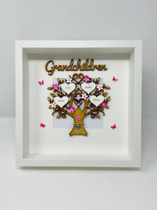 Grandchildren Family Tree Frame - Pink Classic