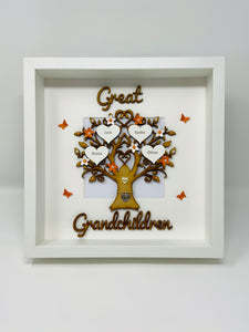 Great Grandchildren Family Tree Frame - Orange Classic