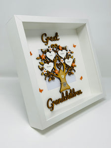 Great Grandchildren Family Tree Frame - Orange Classic