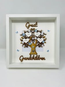 Great Grandchildren Family Tree Frame - Blue Classic