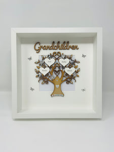 Grandchildren Family Tree Frame  - Silver Glitter Classic