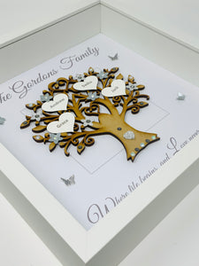 Family Tree Frame - Grey & Silver Glitter - Contemporary