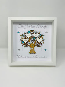 Family Tree Frame - Teal & Silver Glitter - Contemporary