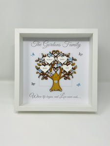Family Tree Frame - Pale Blue & Silver Glitter - Contemporary