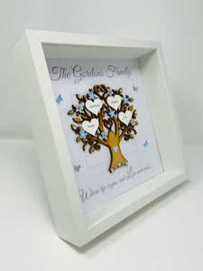 Family Tree Frame - Pale Blue & Silver Glitter - Contemporary