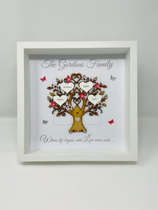 Family Tree Frame - Red & Silver Glitter - Contemporary