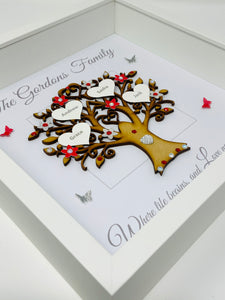 Family Tree Frame - Red & Silver Glitter - Contemporary