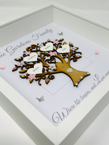 Family Tree Frame - Pale Pink & Silver Glitter - Contemporary