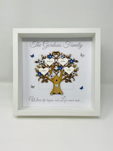 Family Tree Frame - Royal Blue & Silver Glitter - Contemporary