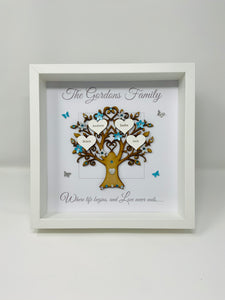 Family Tree Frame - Turquoise & Silver Glitter - Contemporary