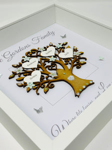 Family Tree Frame - Mint Green & Silver Glitter - Contemporary