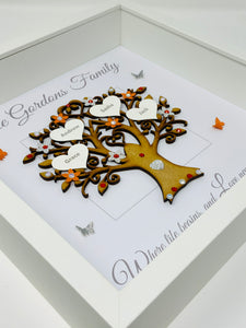 Family Tree Frame - Orange & Silver Glitter - Contemporary