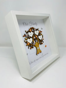 Family Tree Frame - Orange & Silver Glitter 'Our Family' - Contemporary
