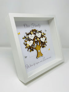 Family Tree Frame - Yellow & Silver Glitter 'Our Family' - Contemporary